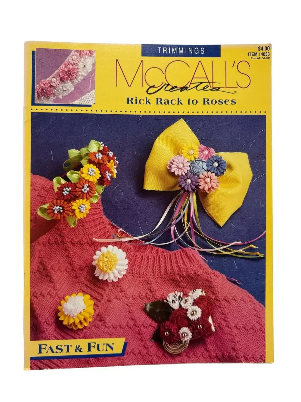 Vintage 1992 Rick Rack to Roses McCalls Creates Trimming Pamphlet Flower #14033